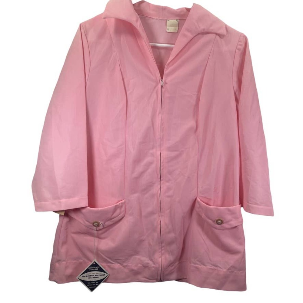 Vintage Size S/M NWT *read* Poly/Nylon Zip Up Jacket Blouse Granny core Pink